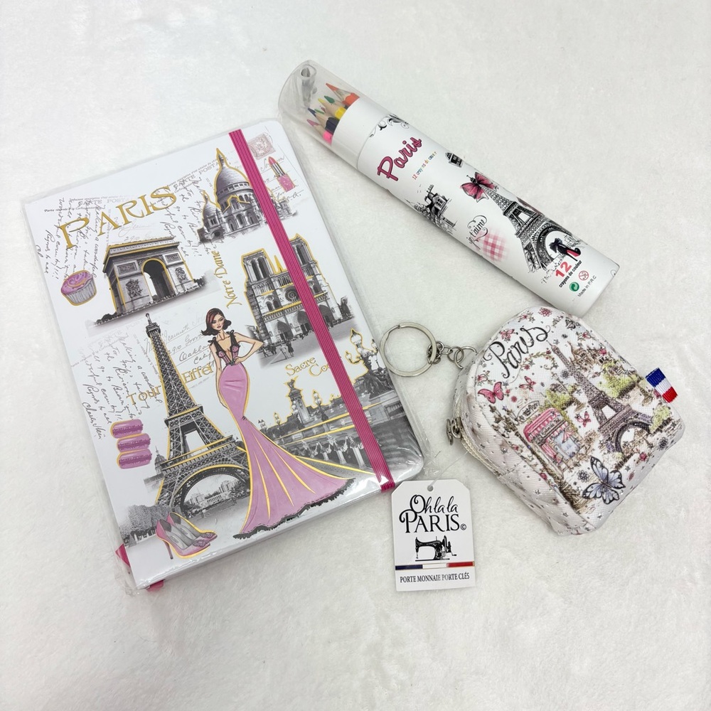 Paris Themed Stationery Set with Mini Backpack and Crayons  NEW  Paris souvenirs